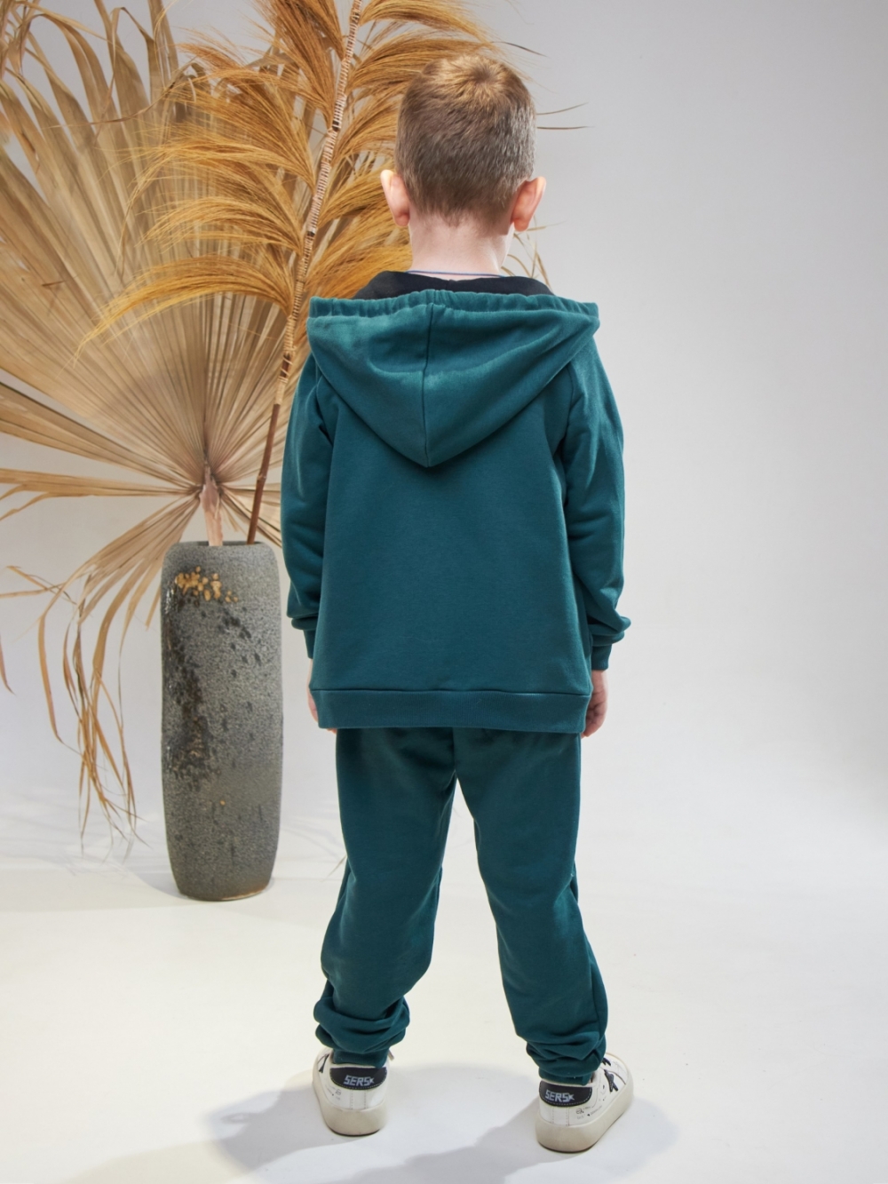 328-ИЗ. Костюм детский  на молнии, изумрудный, хлопок 65%, 35% ПЭ, 3-х нитка без начеса 98,104,110,116