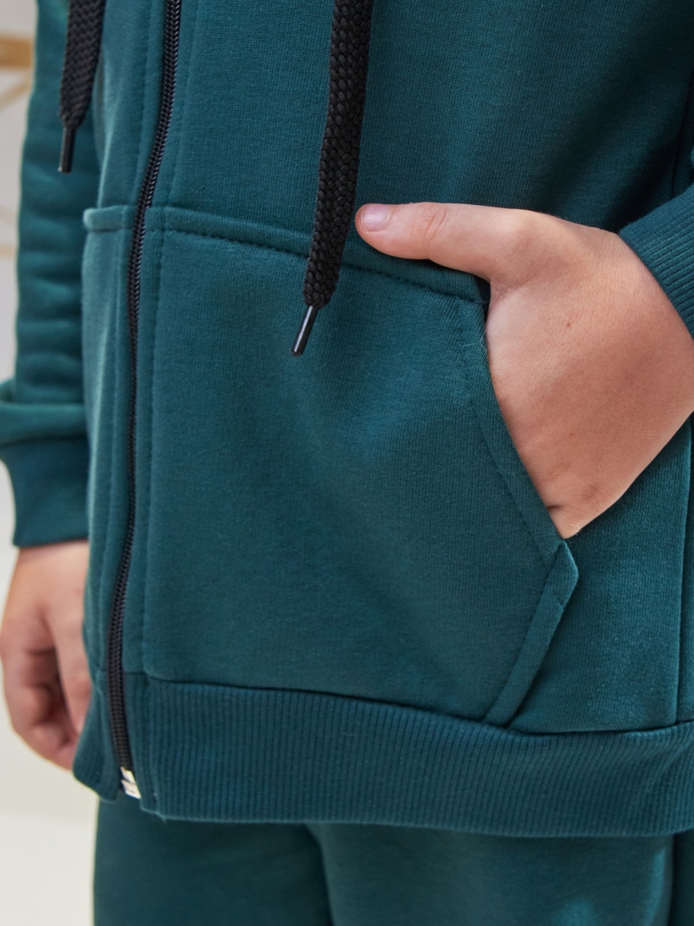 328-ИЗ. Костюм детский  на молнии, изумрудный, хлопок 65%, 35% ПЭ, 3-х нитка без начеса 98,104,110,116