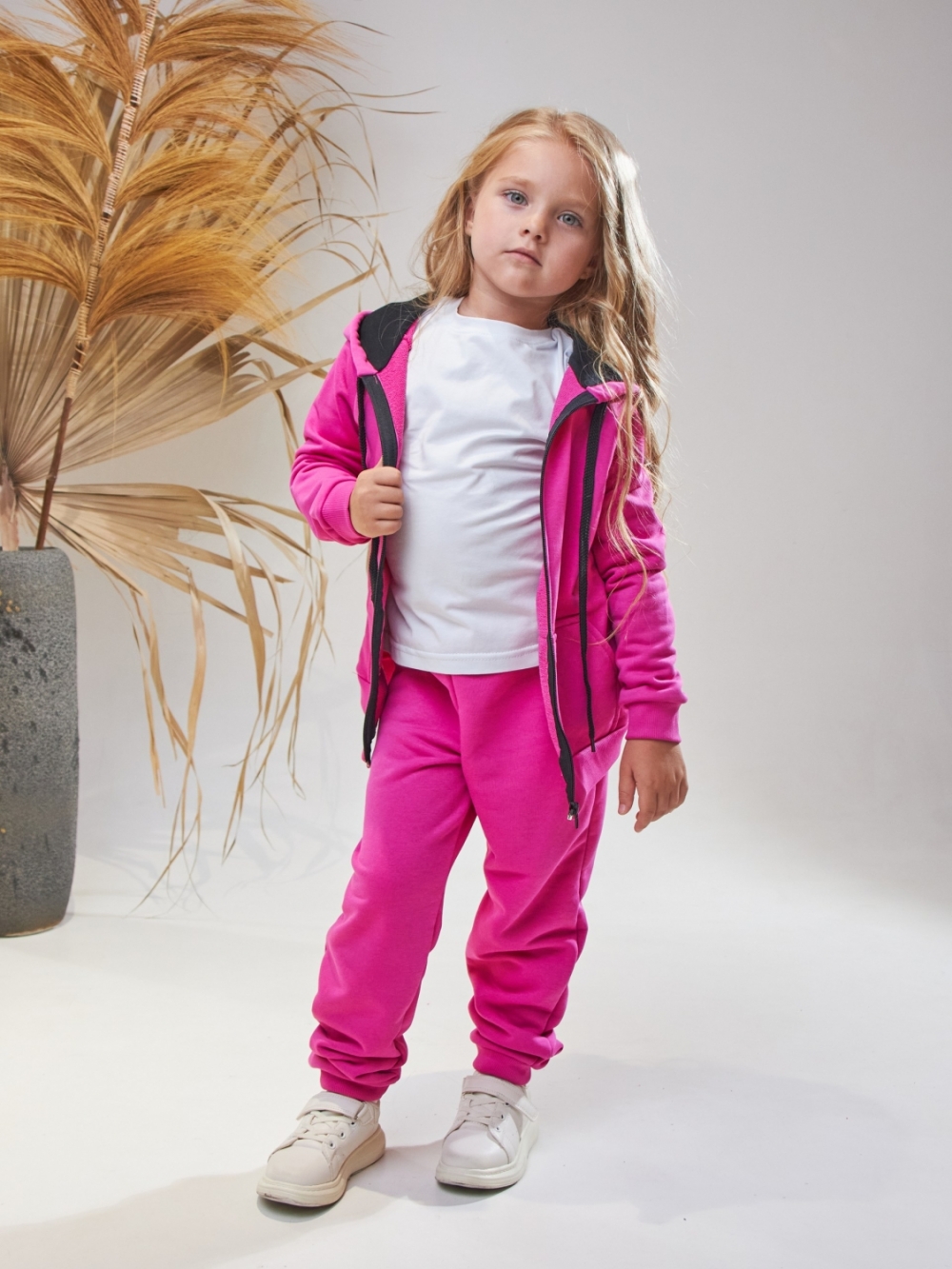 328-Ф. Костюм детский  на молнии, фуксия, хлопок 65%, 35% ПЭ, 3-х нитка без начеса 80,86,92