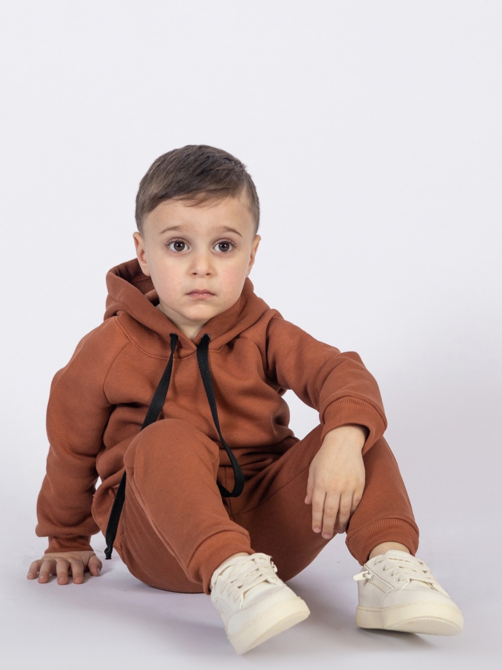 296-ТР. Свитшот с капюшоном  + Штаны, хлопок 65%, 35% ПЭ, 3-х нитка (начес) терракот 122,128,134,140