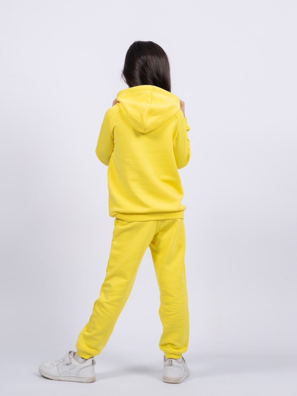 311-Ж. Свитшот с капюшоном + Штаны, хлопок 65%, 35% ПЭ, 3-х нитка ( без начеса) желтый 80,86,92