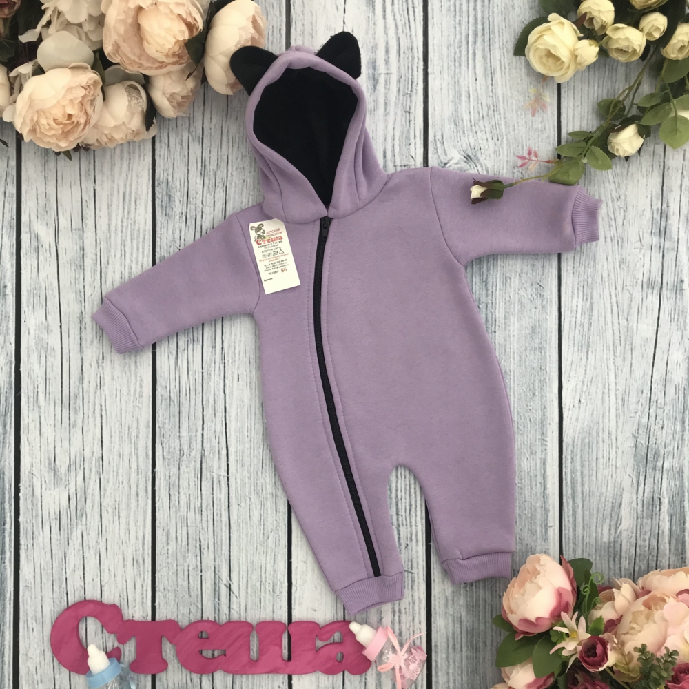 308-СР. Комбинезон с капюшоном, хлопок 65%, 35% ПЭ, 3-х нитка с начесом + интерлок 62,68,74,80