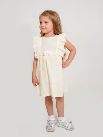 Купить 322-СЛ. Платье из муслина детское, хлопок 100% сливочный, р. 98,104,110,116 во Владивостоке