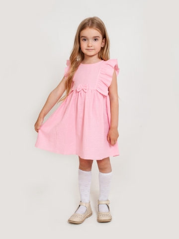 Купить 322-Р. Платье из муслина детское, хлопок 100% розовый, р. 98,104,110,116 во Владивостоке
