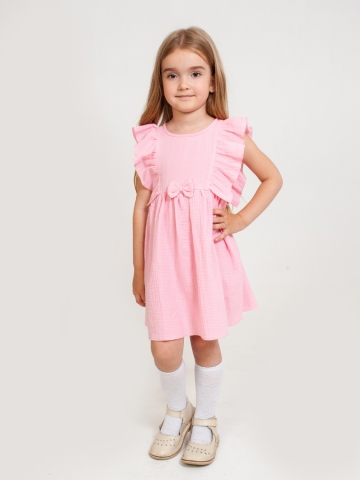 Купить 322-Р. Платье из муслина детское, хлопок 100% розовый, р. 74,80,86,92 во Владивостоке