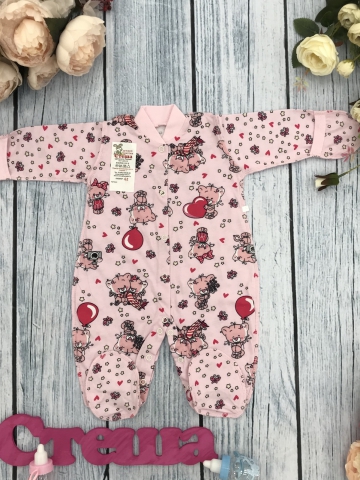 Купить оптом 295-Р. Комбинезон, хлопок 100 % кулирка 56,62,68,74,80, розовый во Владивостоке