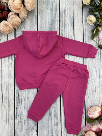 311-Ф. Свитшот с капюшоном + Штаны, хлопок 65%, 35% ПЭ, 3-х нитка ( без начеса) фуксия 146,152,158