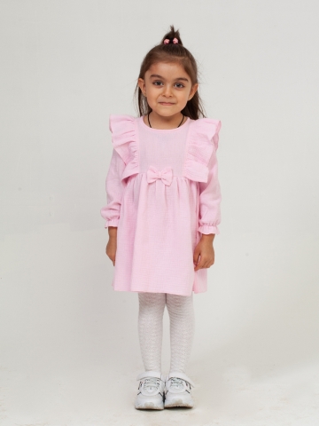 Купить 321-Р. Платье из муслина детское, хлопок 100% розовый, р. 98,104,110,116 во Владивостоке